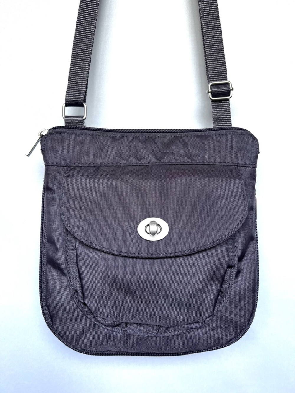 Baggallini Crossbody Bag Gray Blue Nylon Travel Organizer Multi Pocket